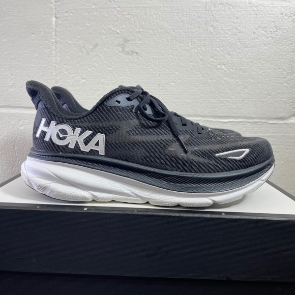 Hoka One One Shoes - Hoka One‎ One Clifton 9 1127896 BWHT Black White Running Shoes Women's 10 B